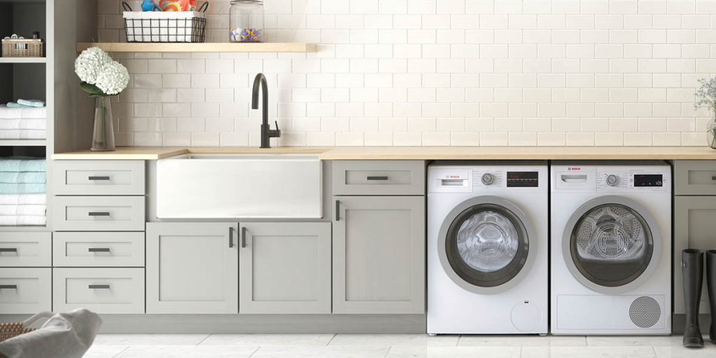 Laundry room make over idea, Install lower cabinets for storage in your laundry room makeover.

Image Source: https://www.dumpsters.com/blog/how-to-renovate-a-laundry-roomX