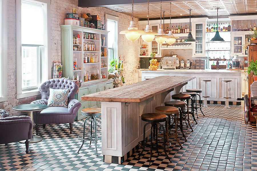 Shabby Chic Kitchen, vintage, modern and chic. 

Source: Soho House New York