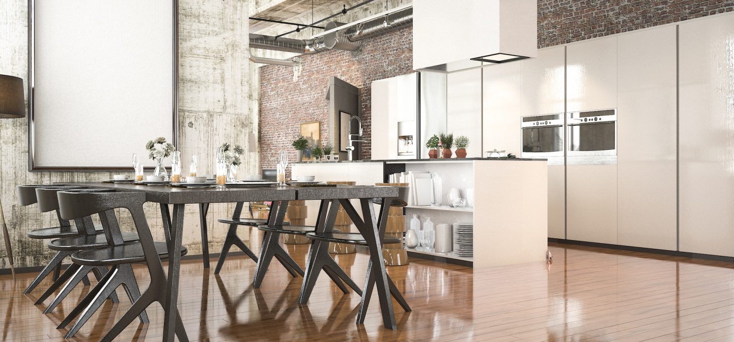 light and air industrial style kitchen