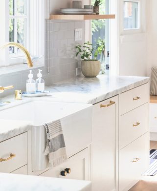 Golden kitchen faucet interior design
