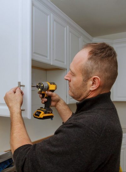 Installation of furniture hinges the cabinet door