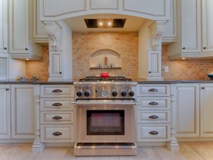 Gas stove in luxury kitchen