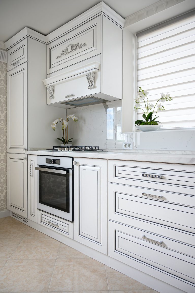 Luxury modern classic white kitchen interior