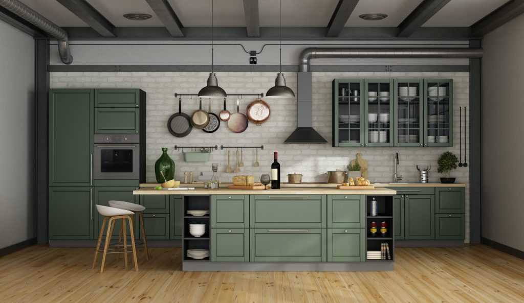 Green kitchen cabinets