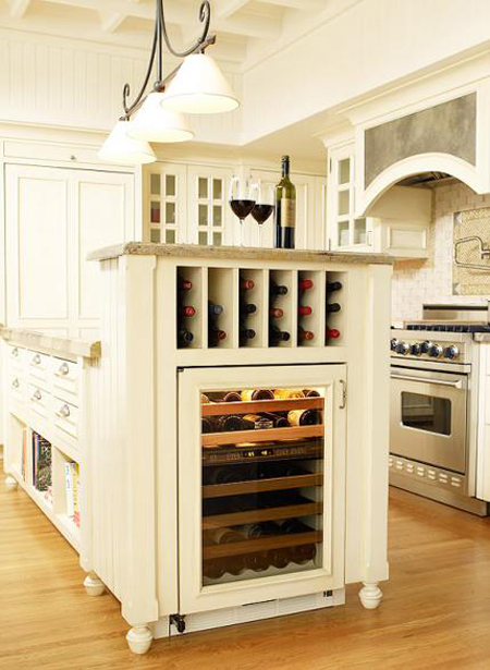 wine nook in kitchen with wine fridge
Source: DecoratingFiles.com