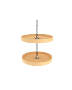 Natural Wood Full Circle Lazy Susan Set-22"-Two Shelf