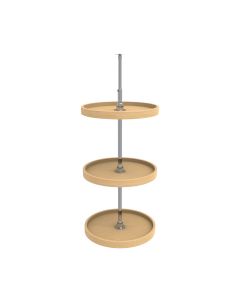 Natural Wood Full Circle Lazy Susan Set-18"-Three Shelf