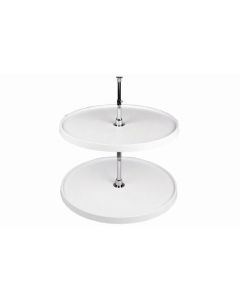 White Plastic 2 Shelf Full Circle Independent Lazy Susan-16"