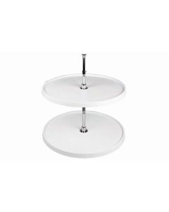 White Plastic 2 Shelf Full Circle Independent Lazy Susan-28"