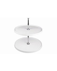 White Plastic 2 Shelf Full Circle Independent Lazy Susan-32"