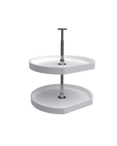 D-Shape Lazy Susan Set-White-Two Shelf-22"