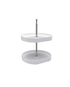 D-Shape Lazy Susan Set-White-Two Shelf-20"